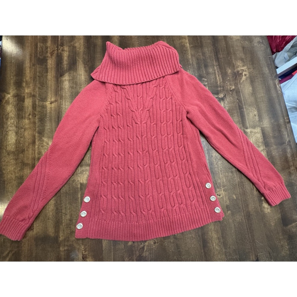 Talbots Red Turtle Neck Pull Over Sweater 100% Co… - image 2
